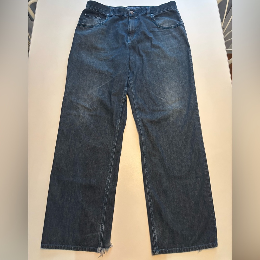 Y2K ocean & earth baggy teal stitching jeans